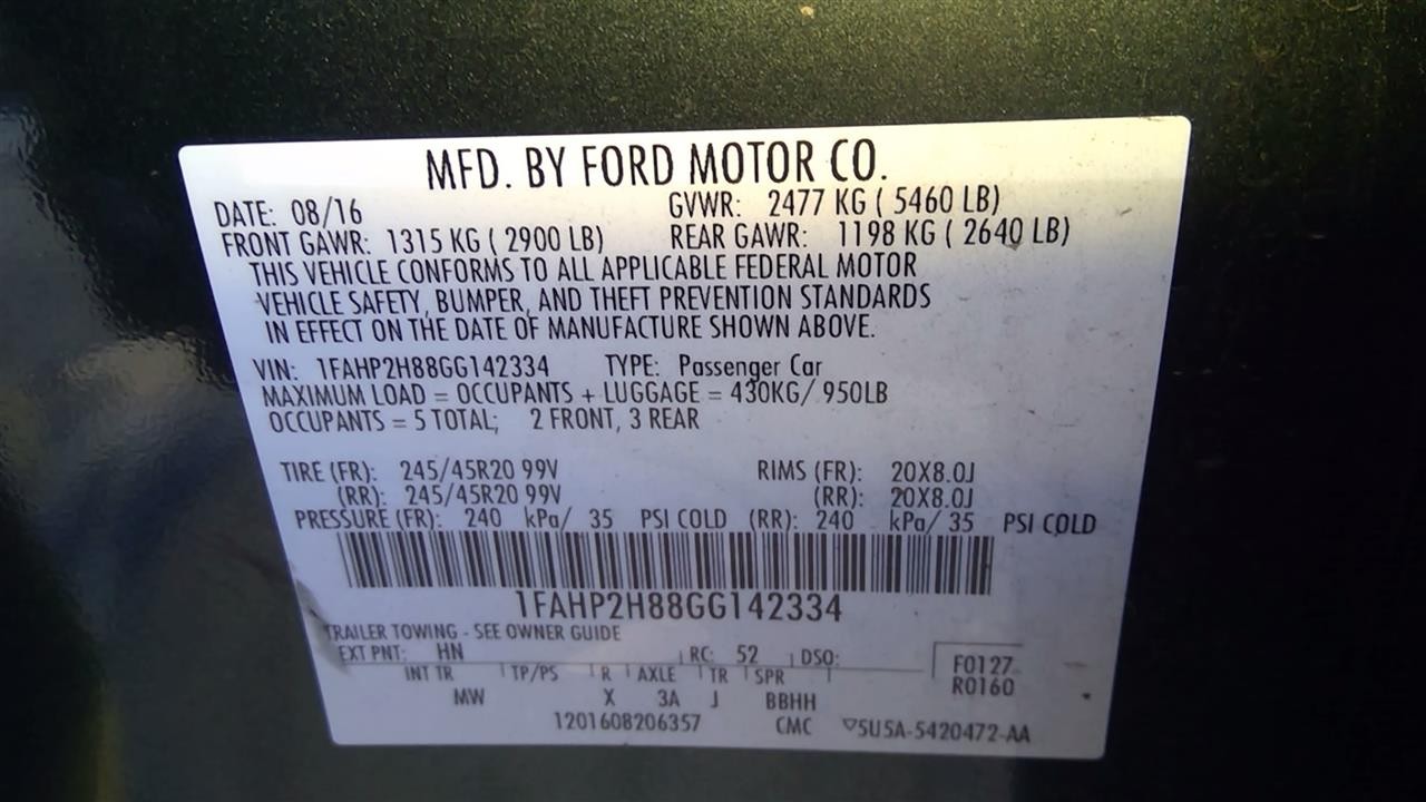 TAURUS 2016 Transmission Shift 2038489