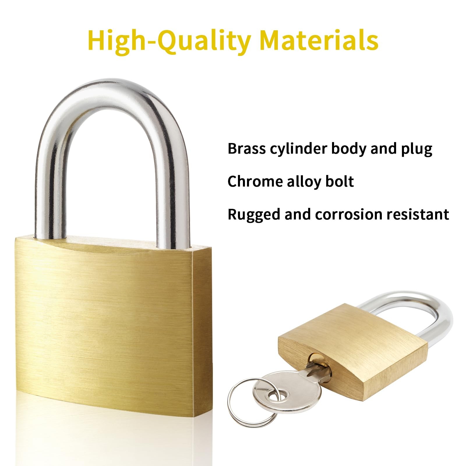 Lockwise 4pcs Small Lock, Solid Brass Keyed Padlock with Key, Locks
