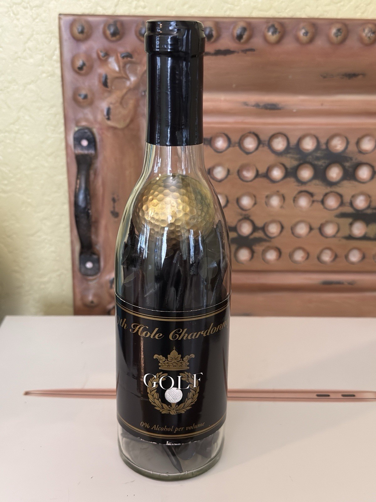 19th Hole Chardonnay Brand New Sealed Wine Bottle of Golf Ball and Tees, Gift