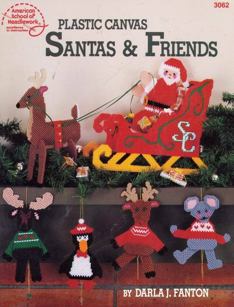NEW ASN PLASTIC CANVAS SANTA & FRIENDS GREAT DESIGNS OOP 1989