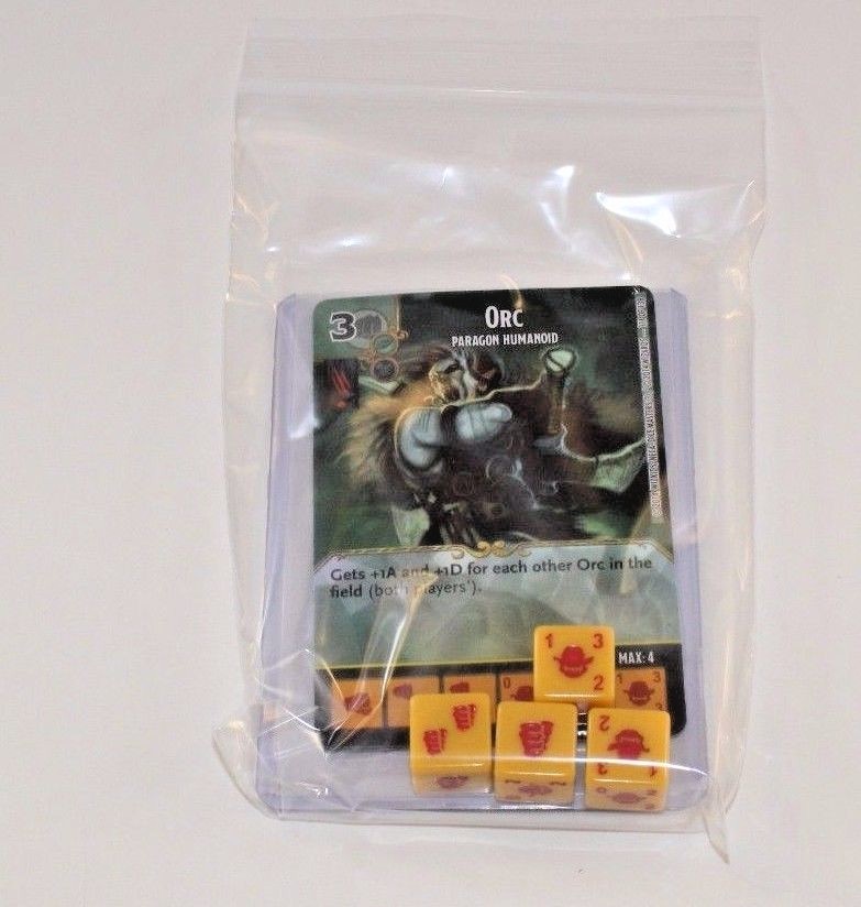 D&D Dice Masters Battle for Faerun * ORC * CUR RARE Uncommon Set + 4 Dice