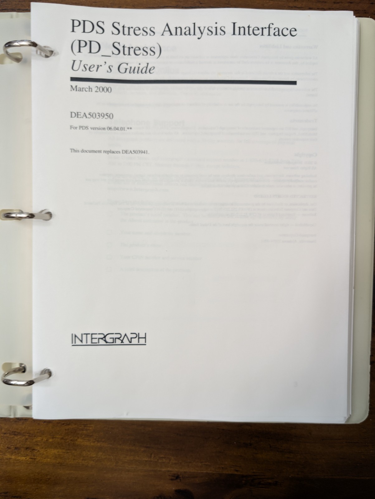 Intergraph PDS Stress Analysis Interface PD_Stress User's Guide March 2000