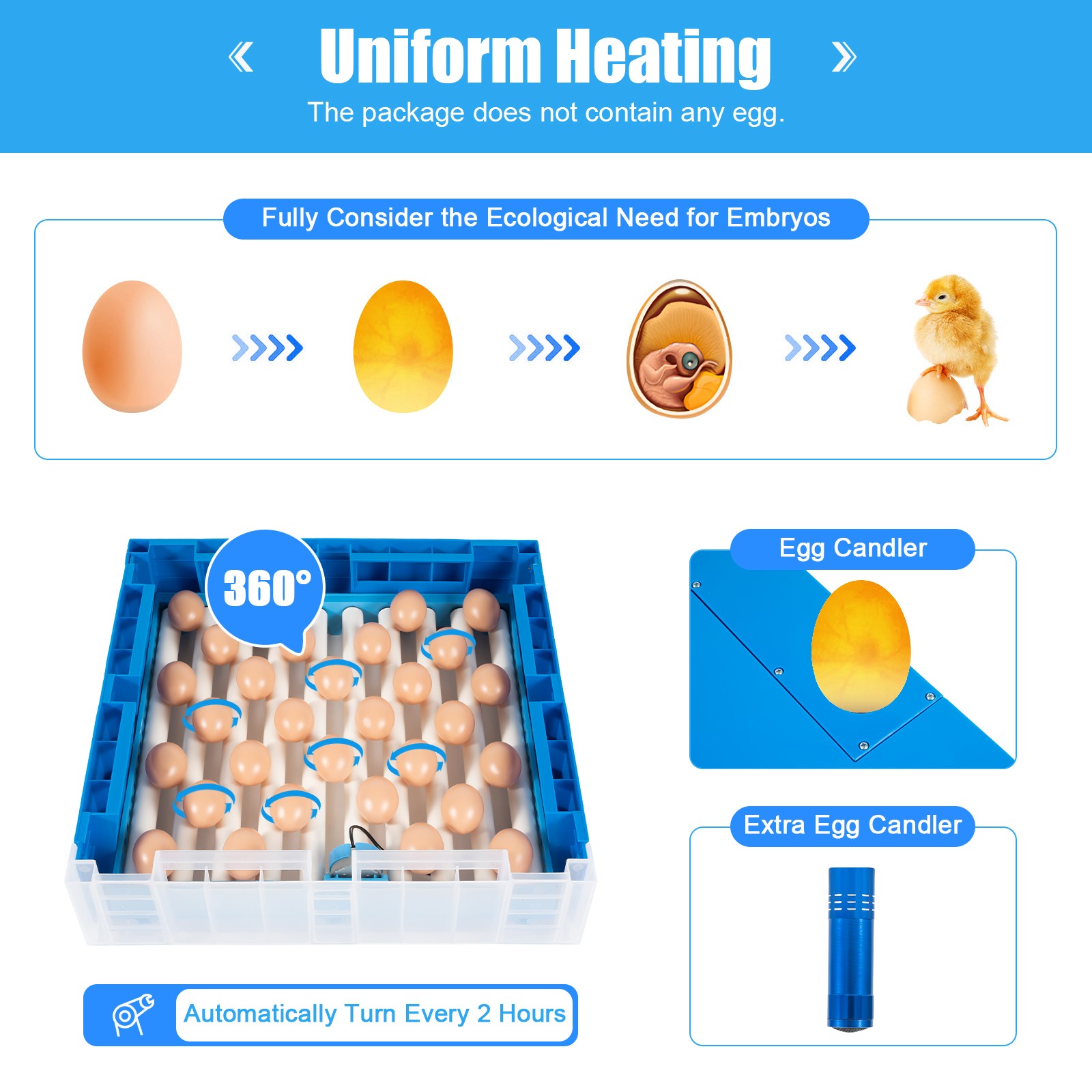 48 Eggs Incubator Automatic Digital Chicken Egg Hatcher Temperature Control US