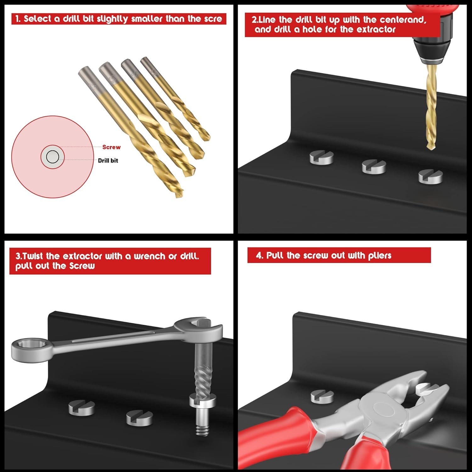 14-Piece Left Hand Drill Bit Set for Effortless Broken Bolt Extraction