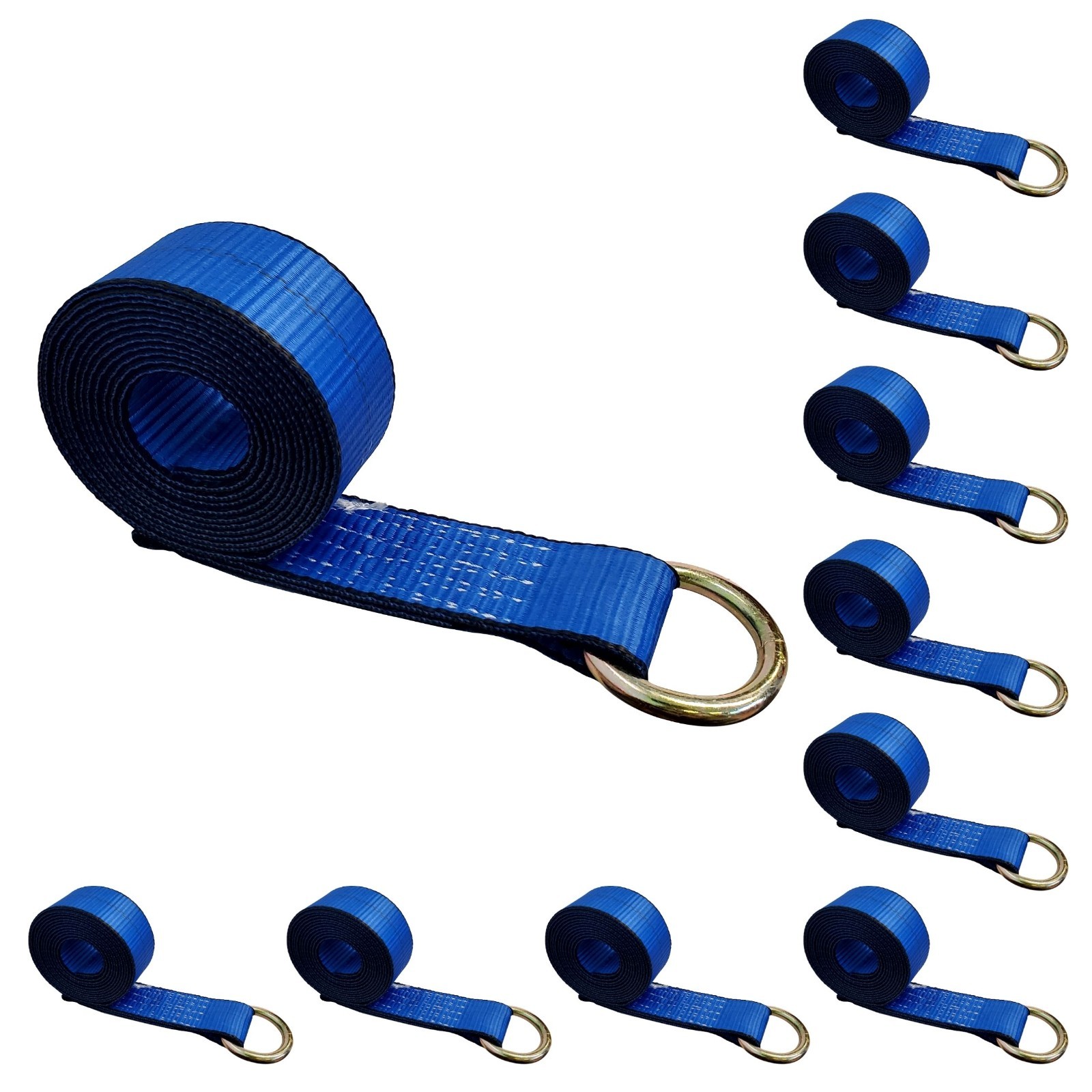 10 Pack 2" x 10' Lasso Strap w/ O Ring Auto Tie Down for Tow Truck Wheel Lift