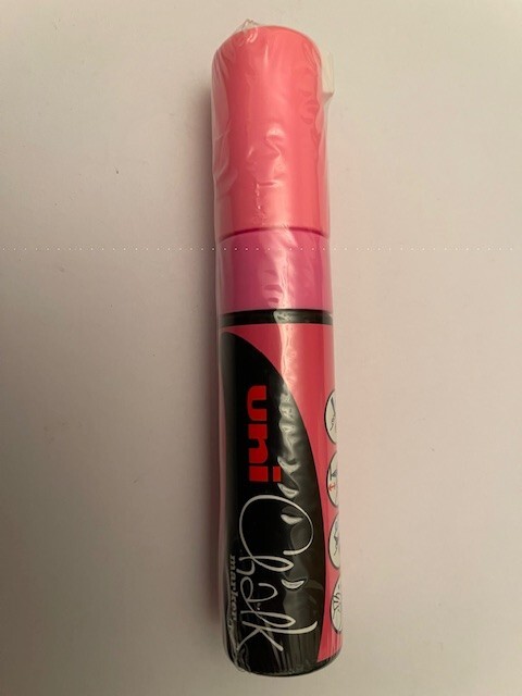 Uni Chalk Marker Pen  FLUO PINK  PWE-8K 8mm Chisel Tip Chalkboard Glass Windows
