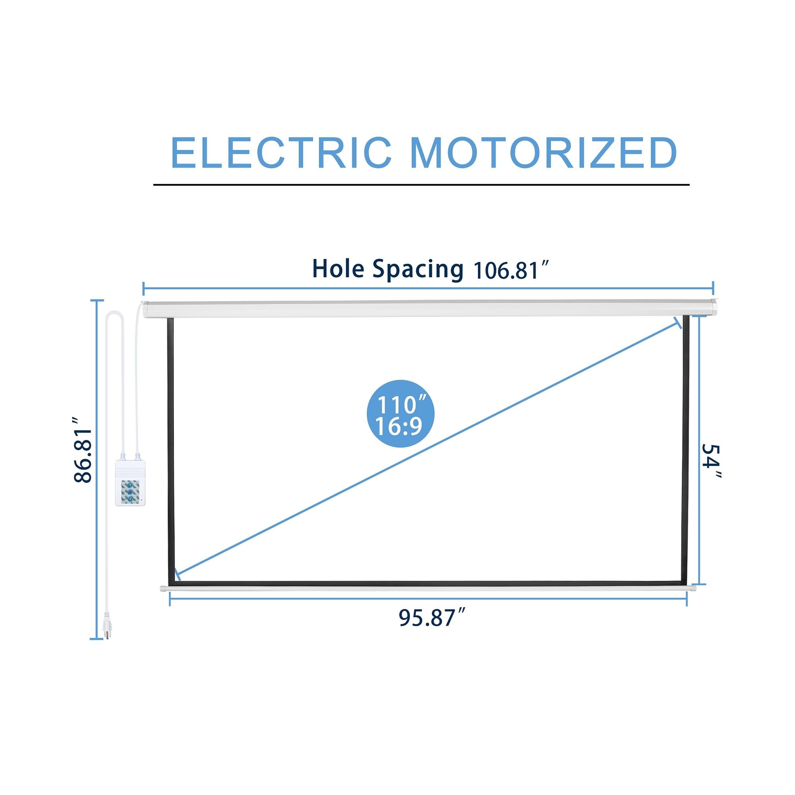 Kayle 110" Motorized Projector Screen Electric Diagonal Automatic Projection ...