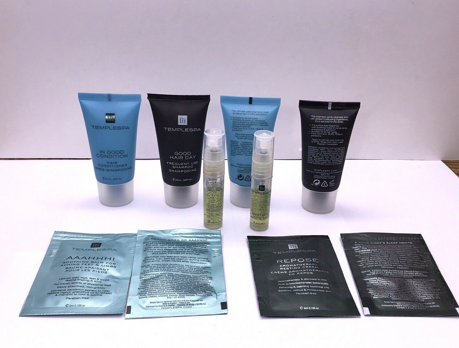 LOT OF 2 TEMPLE SPA Quietude /2 REPOSE Cream /2 AAAHHH /2 condition /2 shampoo