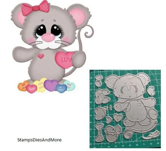 VALENTINE MOUSE Metal Cutting Die Holiday Card Making Scrapbook Pages Craft