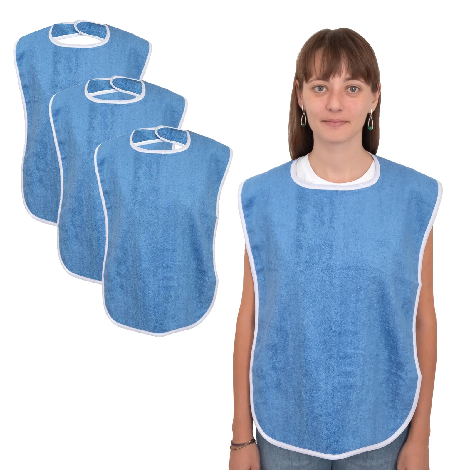 Elaine Karen Adult Bibs for Eating - 3 Count (Pack of 1), Blue