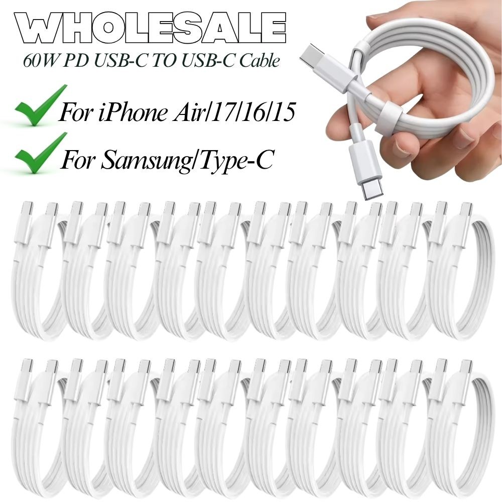 Bulk Lot 60W Fast Charger PD Cable USB-C Cord For iPhone Air 15 16 17 Samsung