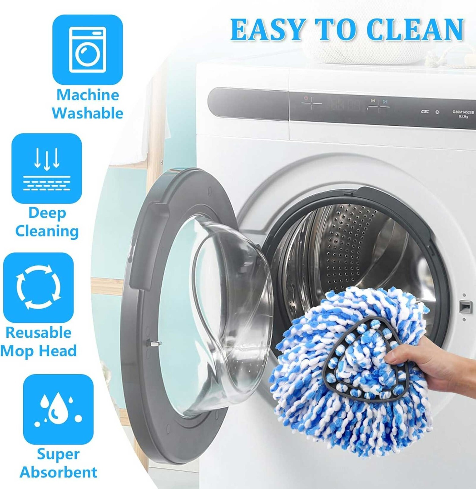 4x Replacement Microfiber Mop Head Wring Refill For O-Cedar RinseClean Spin Mop