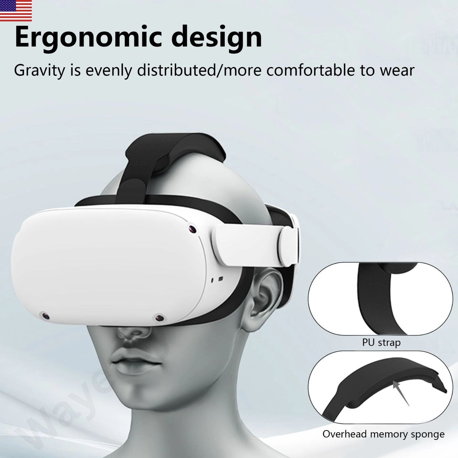 Adjustable Head Strap for Meta Quest 2 VR Comfort Elite Replacement Headband VR