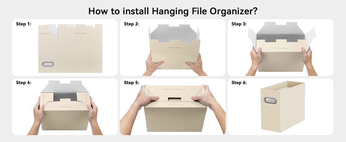 File Organizer Box, Portable Collapsible Cardboard File Folder Organizer with