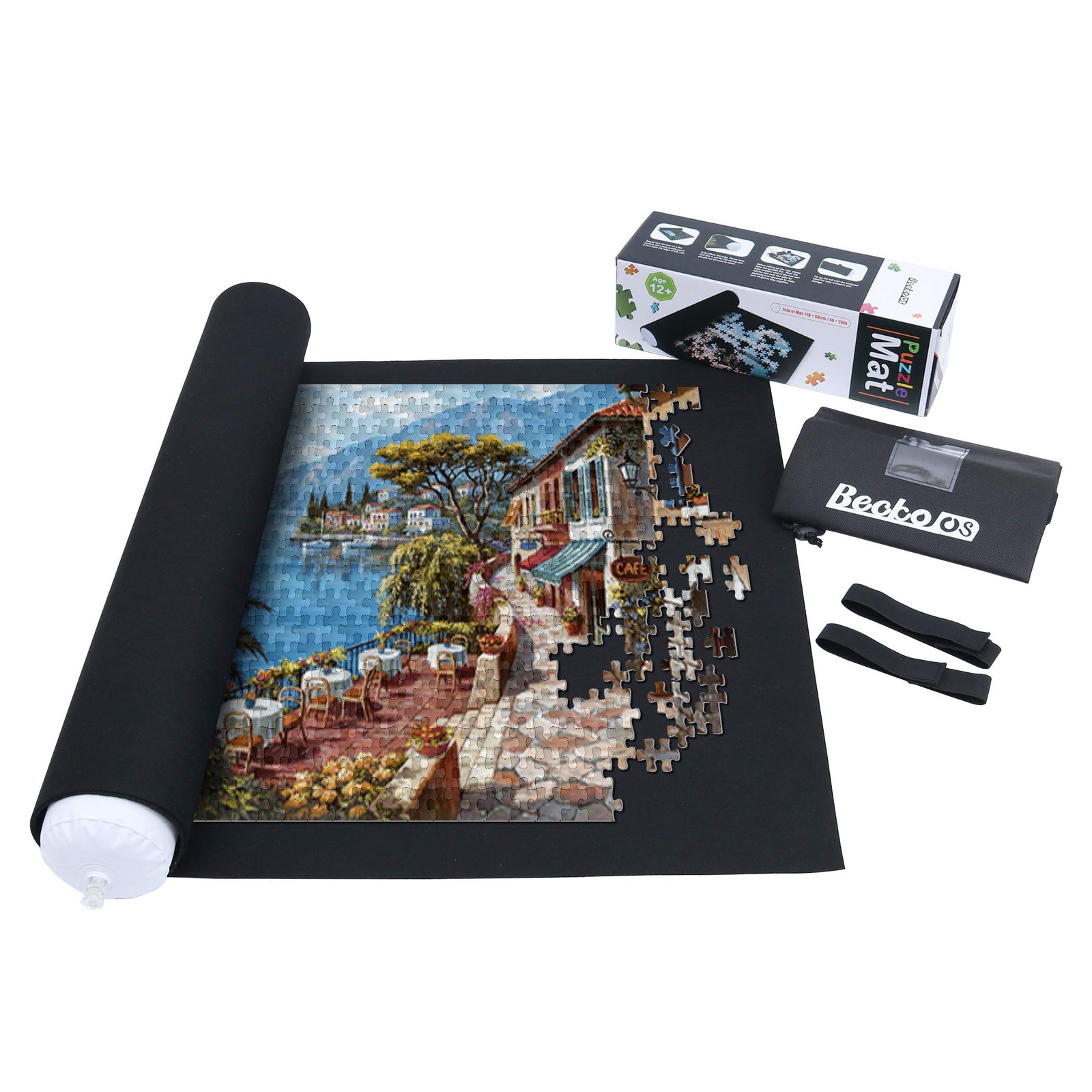 Becko US Puzzle Mat Roll Up with Drawstring Storage Bag, Felt Rollup Mat for