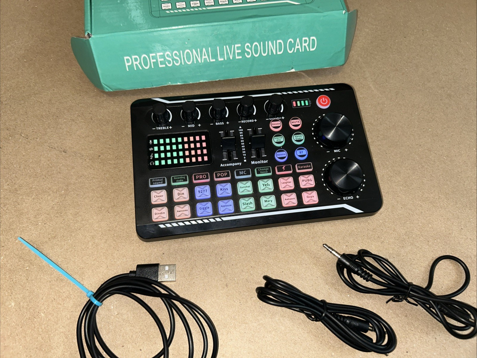 Live Sound Card & Audio Interface WithDJ Mixer and Voice Changer With Moukey Mic