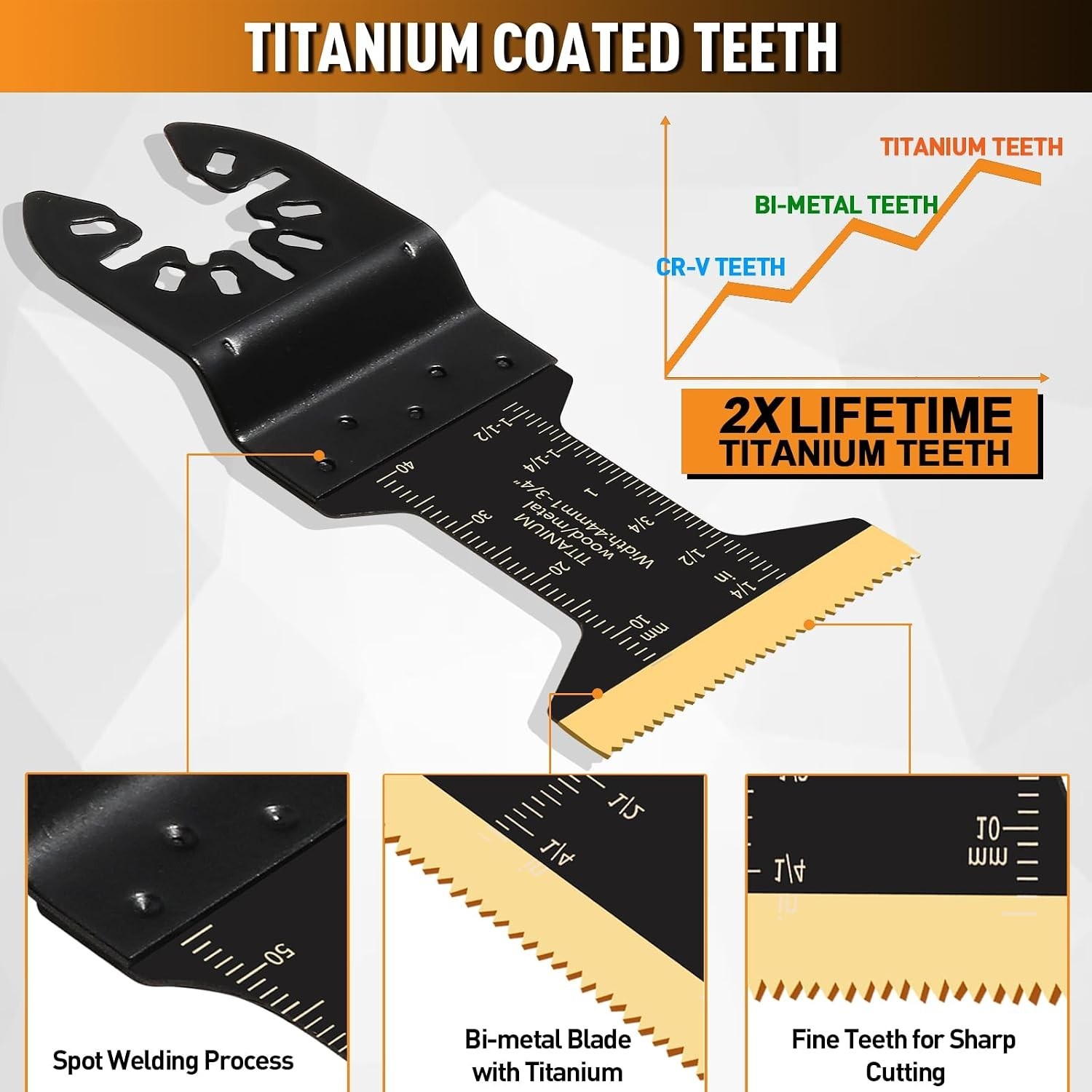 18 PCS Titanium Oscillating Tool Blades Metal Cutting, Universal Multitool Blade