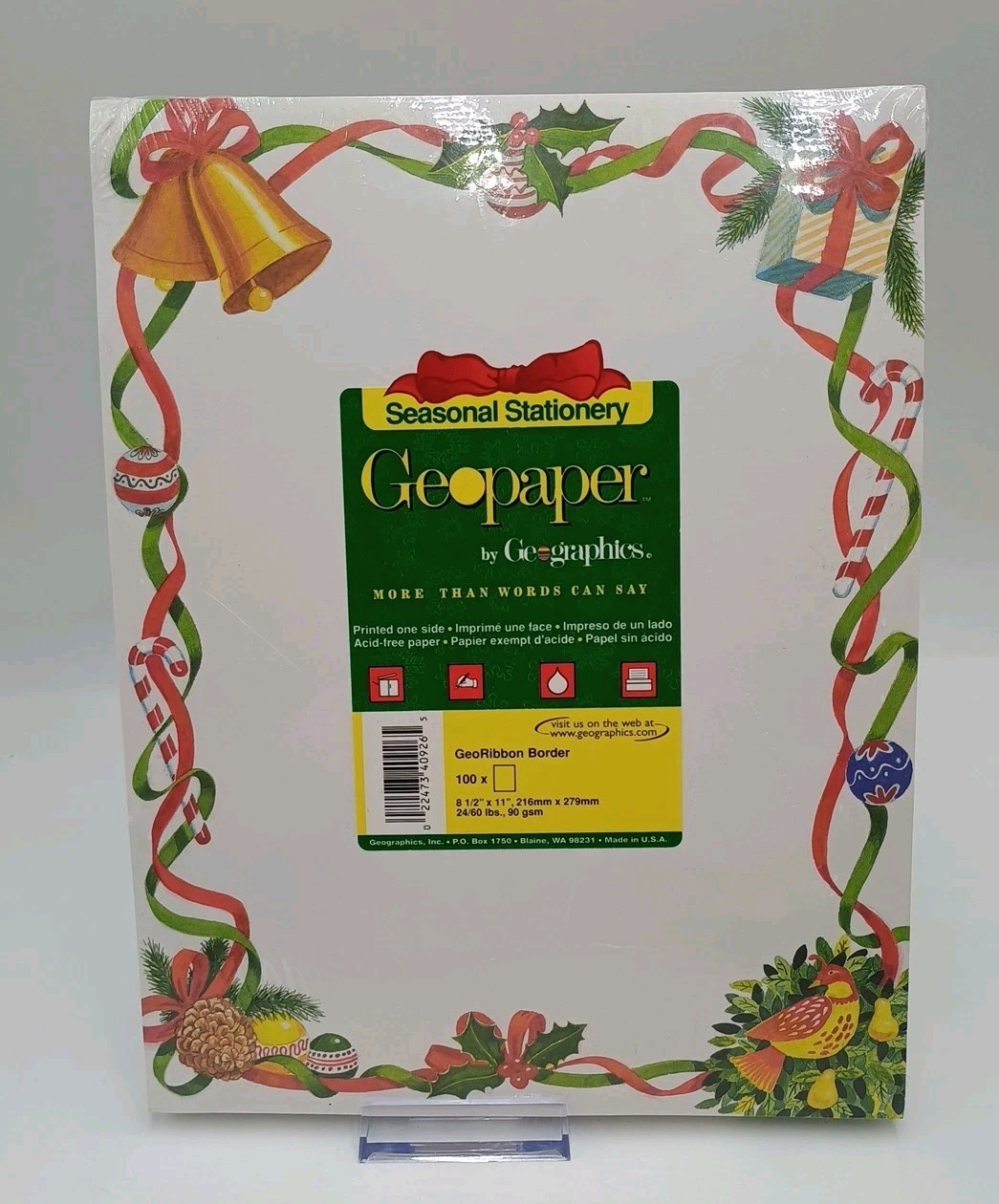 Christmas Stationery Geopaper Seasonal Stationery 100 Sheets Ribbon Border