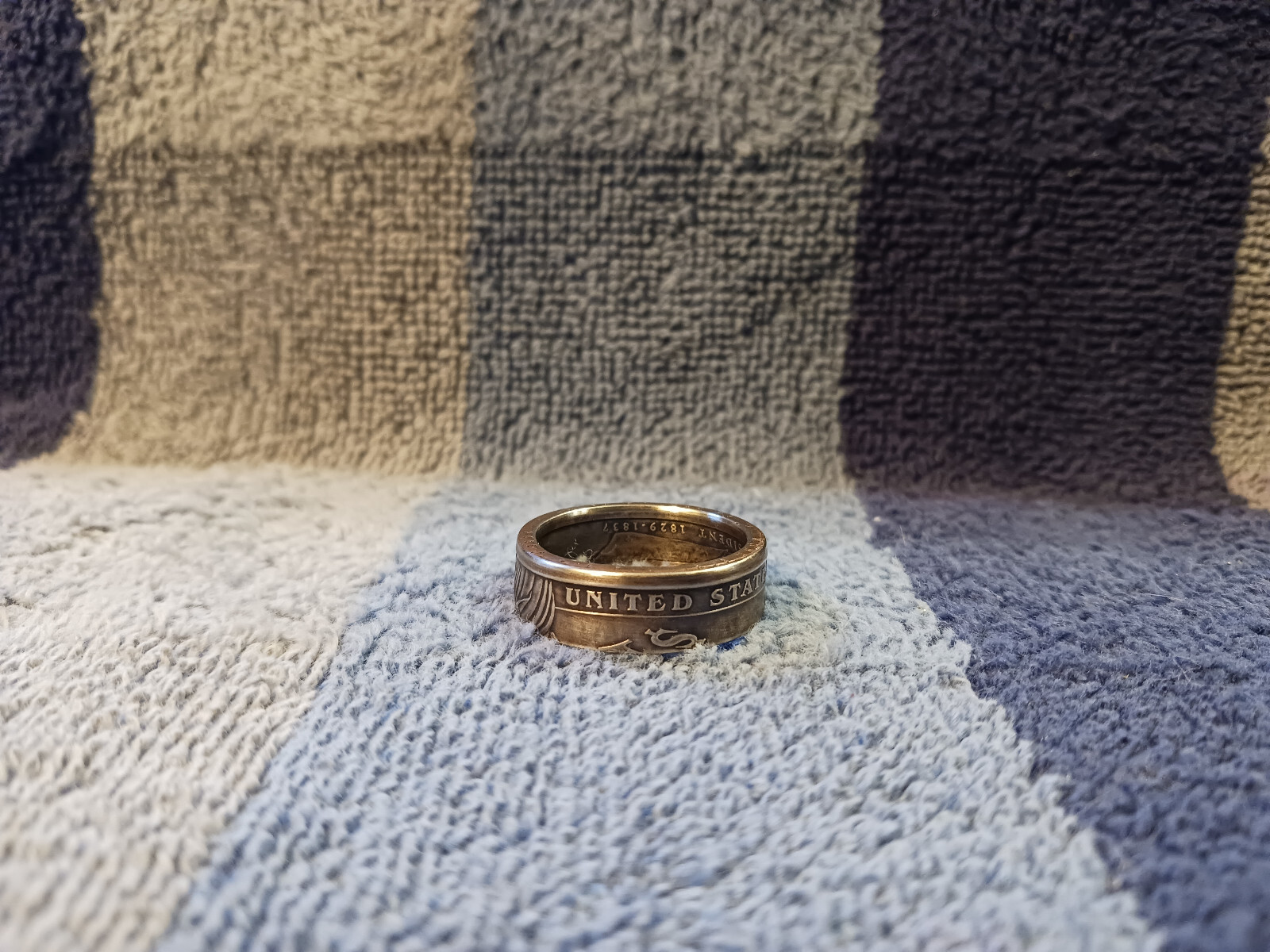 2008 A. Jackson Handcrafted 1 Dollar Coin Ring Size 10- 1/2