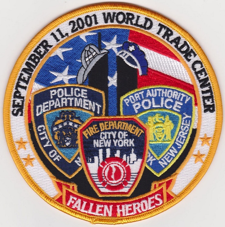 2 Pcs FALLEN HEROES 9-11, 2001 Embroidered Patches 5" Diameter iron-on