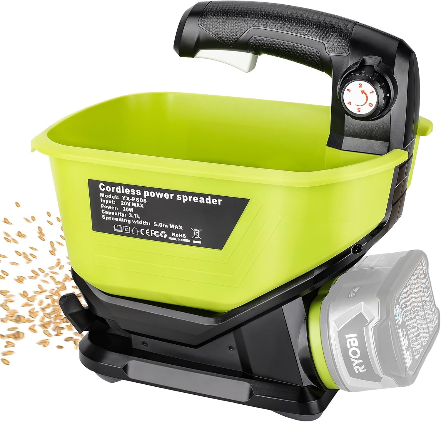 Seed Spreader for Ryobi 18V Li-ion Battery Handheld Spreader Outdoor Garden Tool