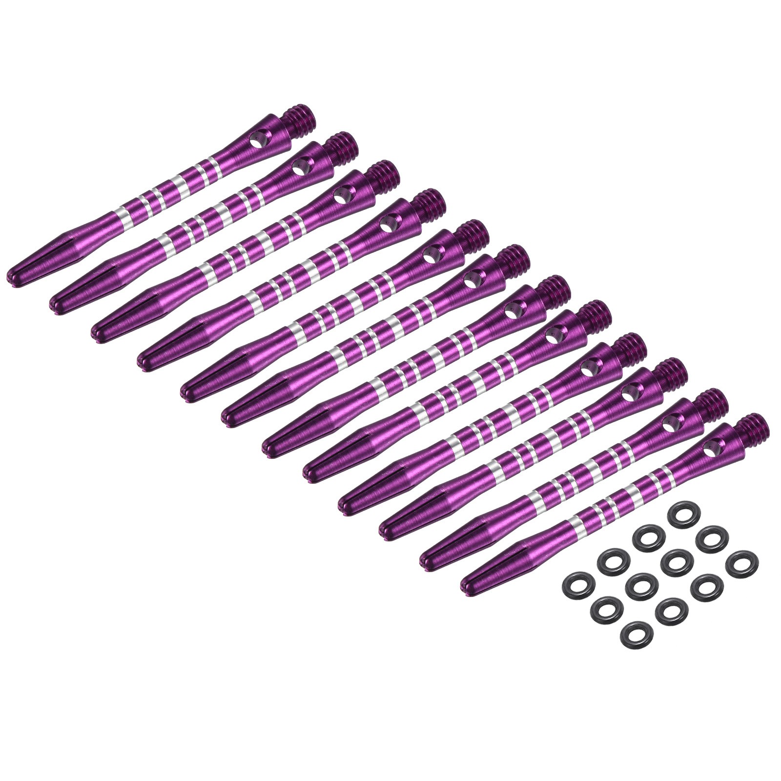 12Pcs 2BA Medium Aluminum Dart Shaft for Steel Tip with Rubber Rings 45mm Purple
