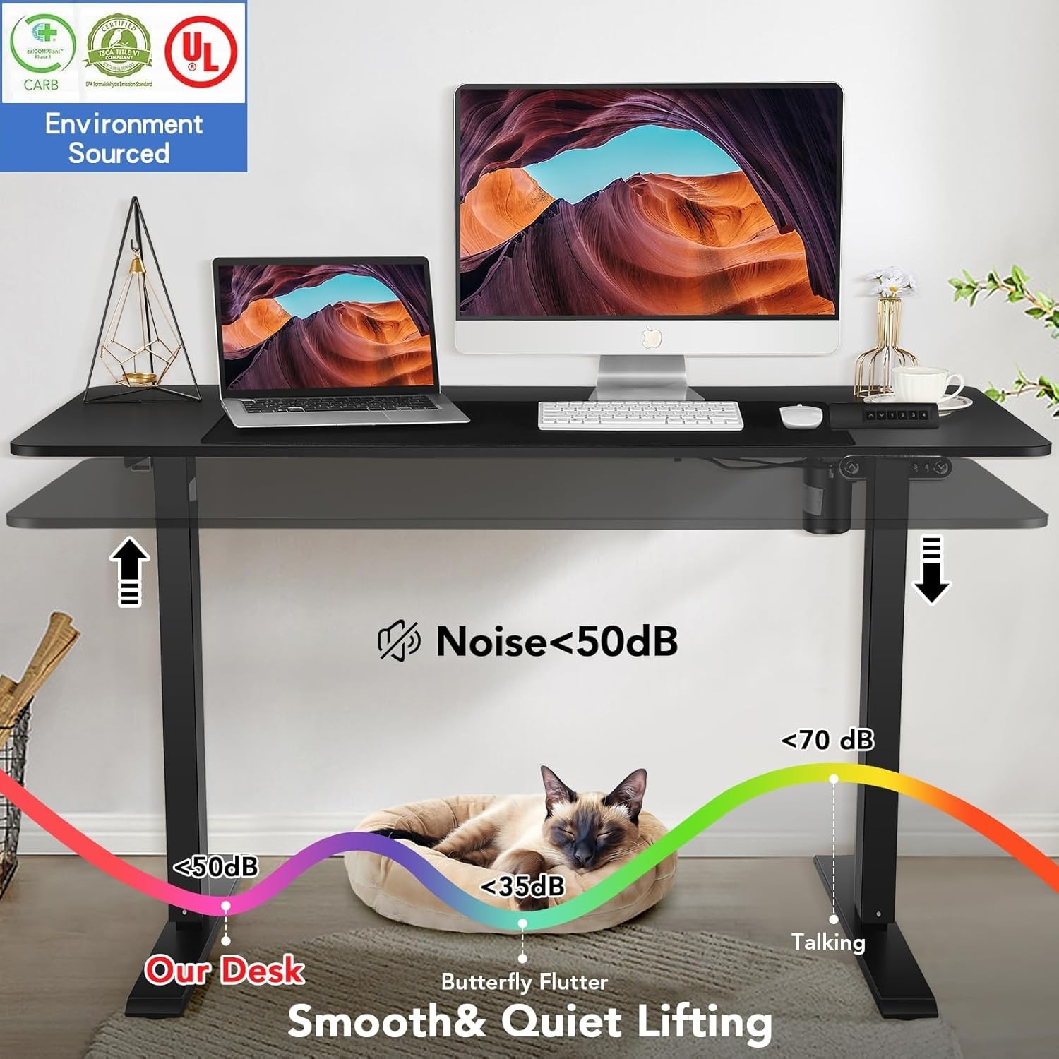 71"x28" Modern Height Adjustable Electric Standing Desk Home Office Computer Tab