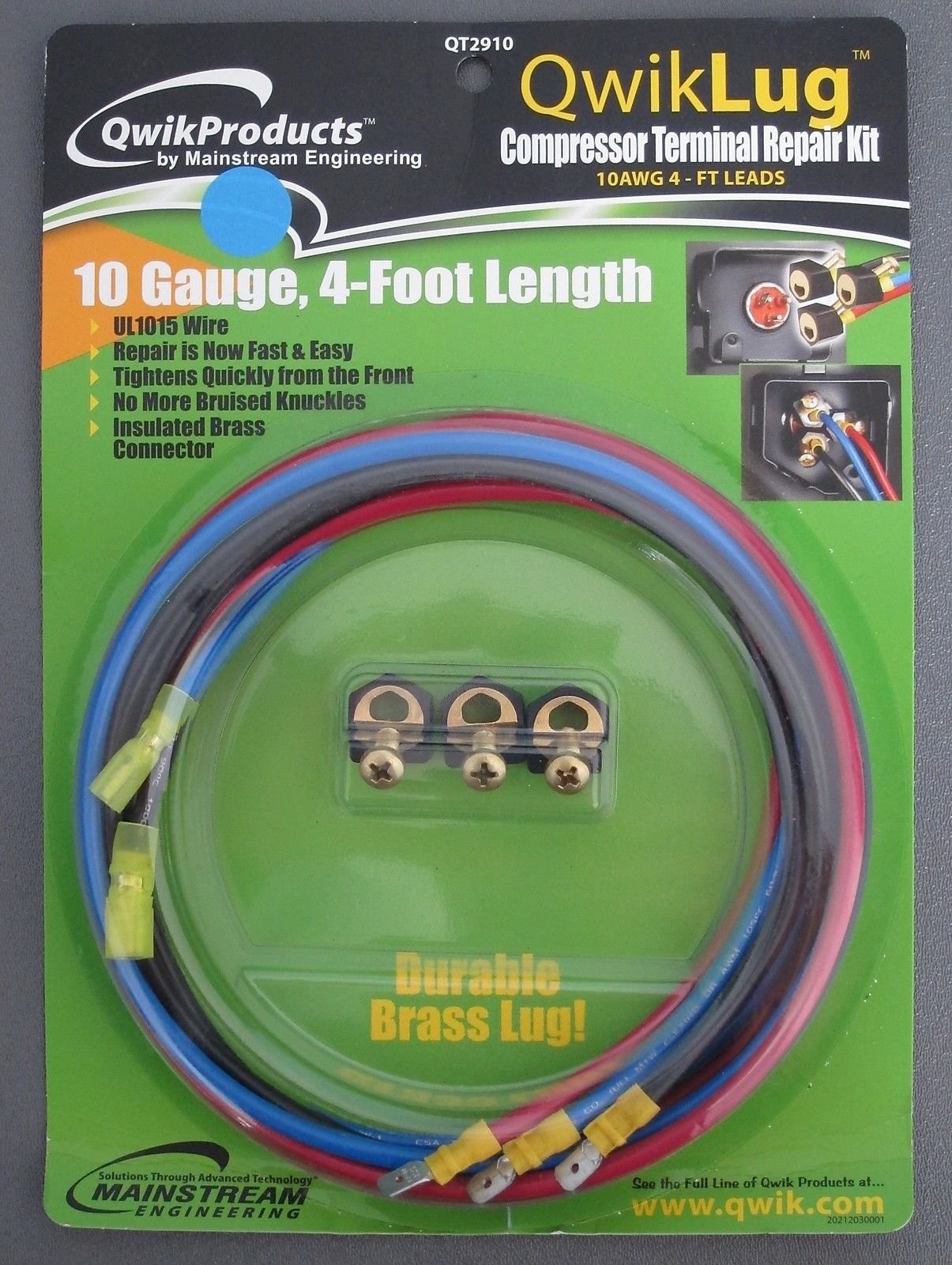QwikLug QT2910 3 Terminal Repair Kit 10AWG 4FT LEADS W/SPADE 10 GAUGE Blue