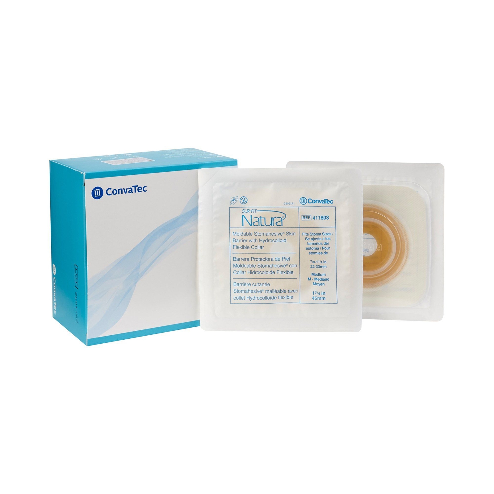 Sur-Fit Natura Stomahesive Ostomy Barrier With 7/8-1 Inch Stoma Opening (BX/10)