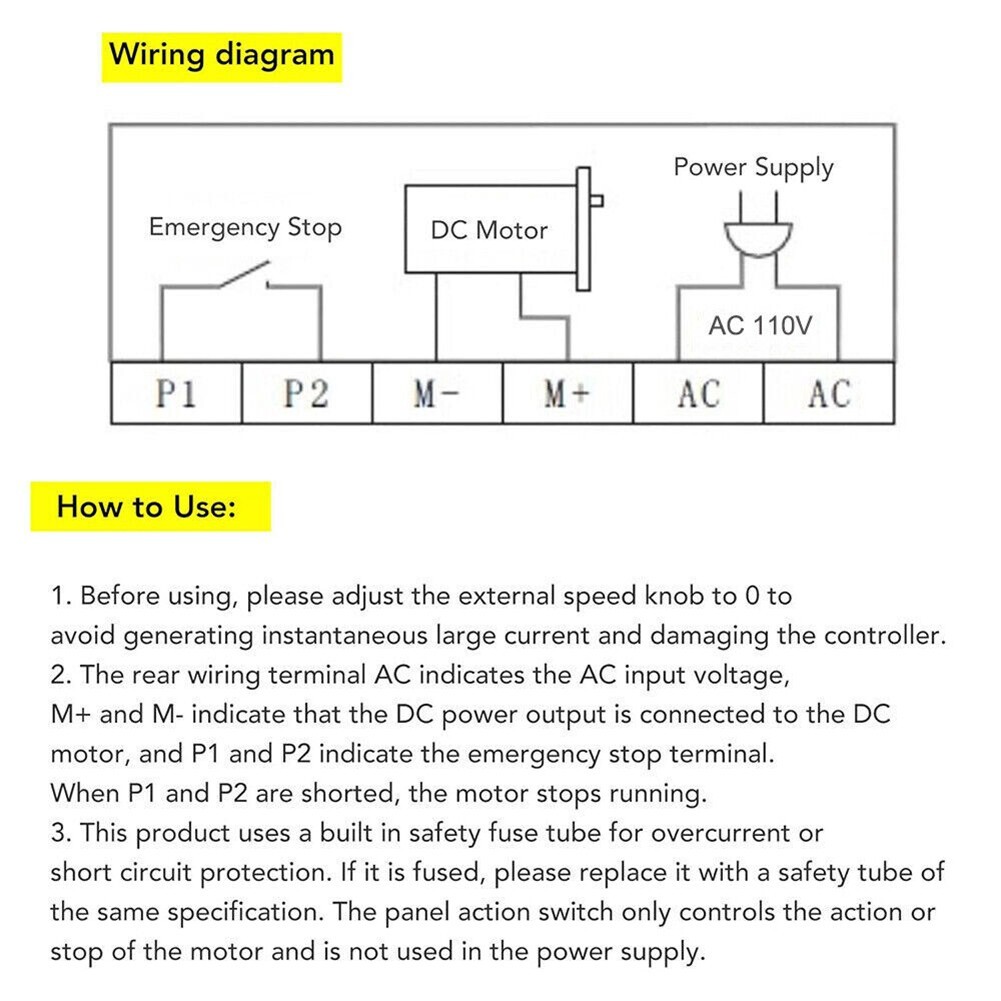 Efficient Performance AC 110V to DC 90V Motor Controller for 500W Motor