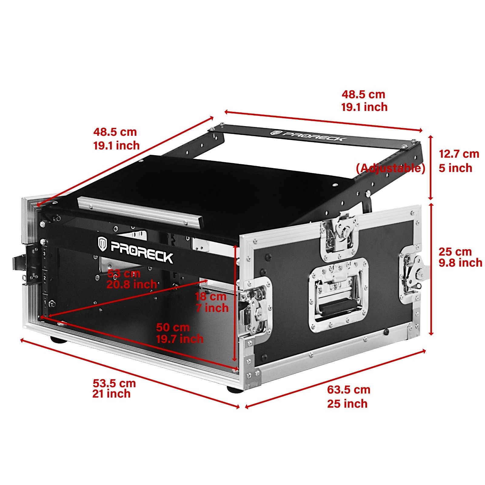 PRORECK 4U Rack Case With Slant Mixer Top, 20'' Rackable Depth DJ