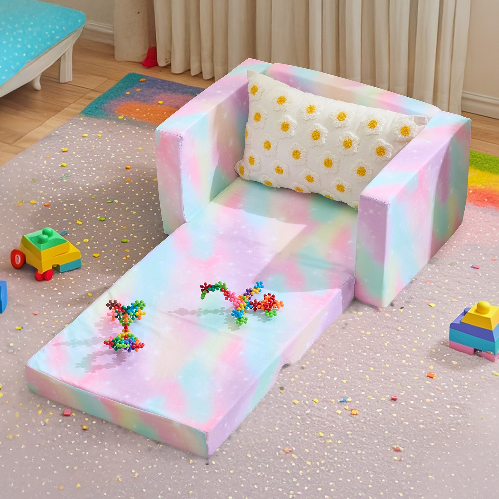All-Sponge Kids Foldable Sofa Bed Single Chaise Lounge