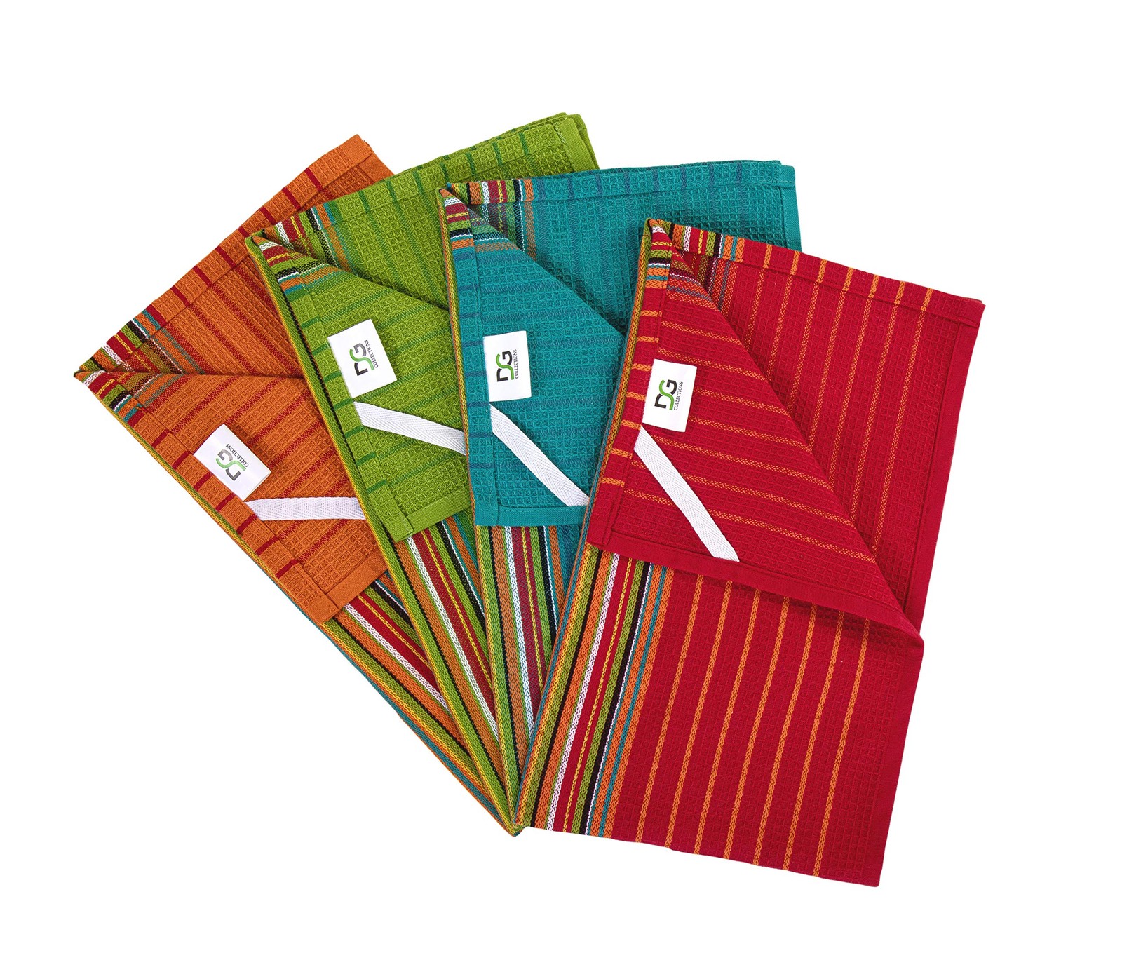 Salsa Stripe Kitchen Dish Towels, 100% Cotton, Highly Absorbent, Multi Purpos...