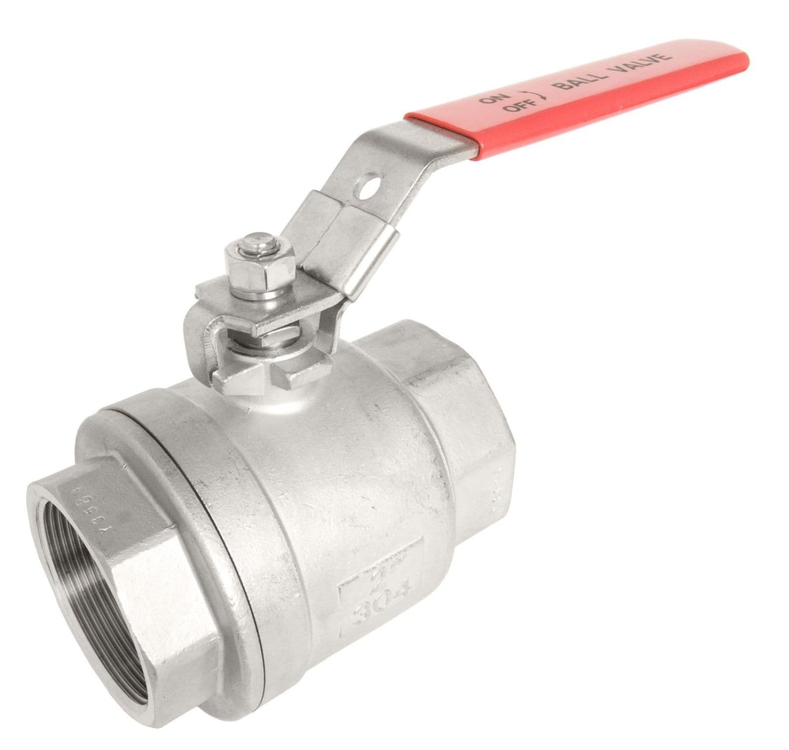 2" S.S. (316) Ball Valve 2pc Full Port w/Red Handle 1000WOG