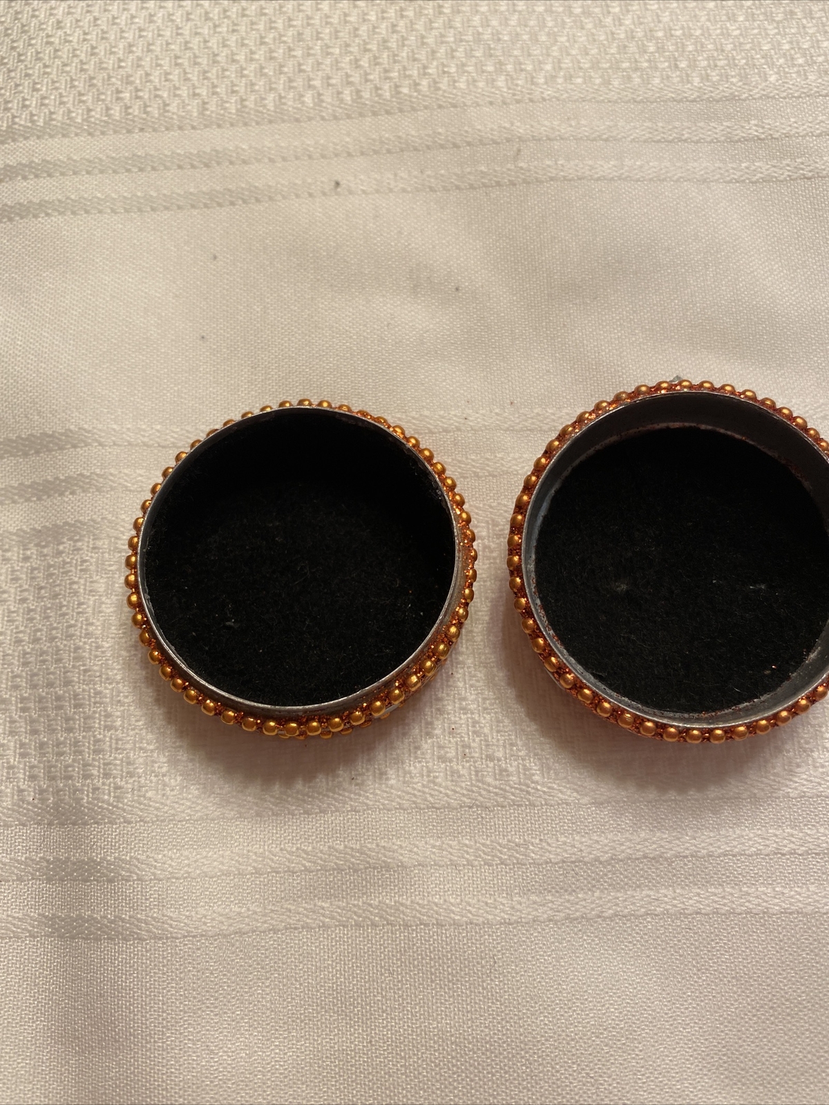 Orange Round Trinket Box Glitter Decorated