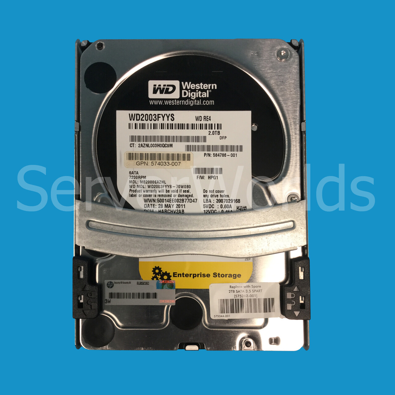HP 575262-001 2TB 7200 3G SATA LFF w/ Quick release tray 574033-007 574786-001