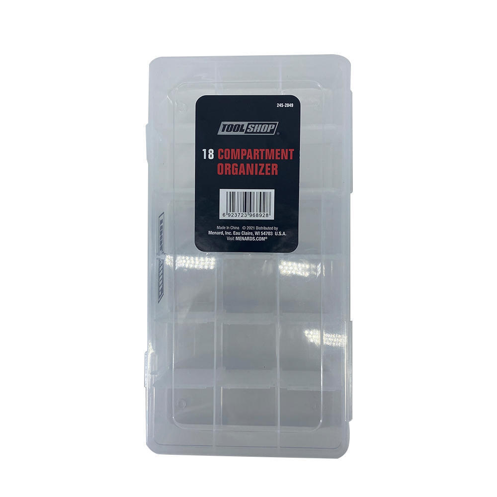Clear Plastic 18-Compartment Small Parts Organizer Easy Snap Lock Lid - 9 inch