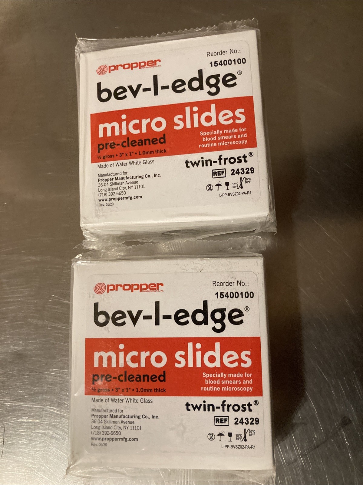 2 Pack - Propper Bev-L-Edge Micro Slides Pre Cleaned 15400100 Twin Frost 3" x 1"