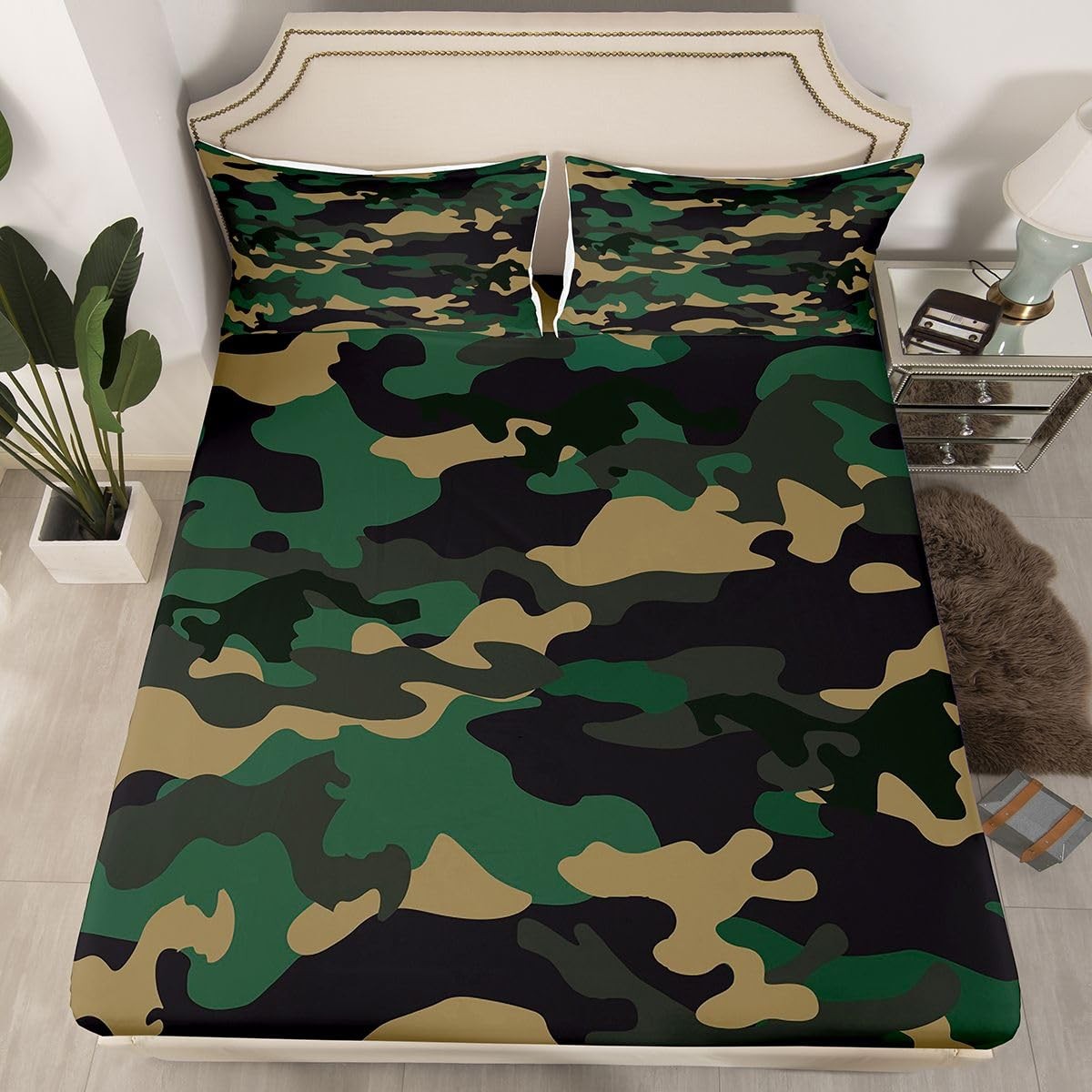 Boys Camo Bed Set Army Camouflage Bedding Sheets for Girls Teens Youth Man Co...