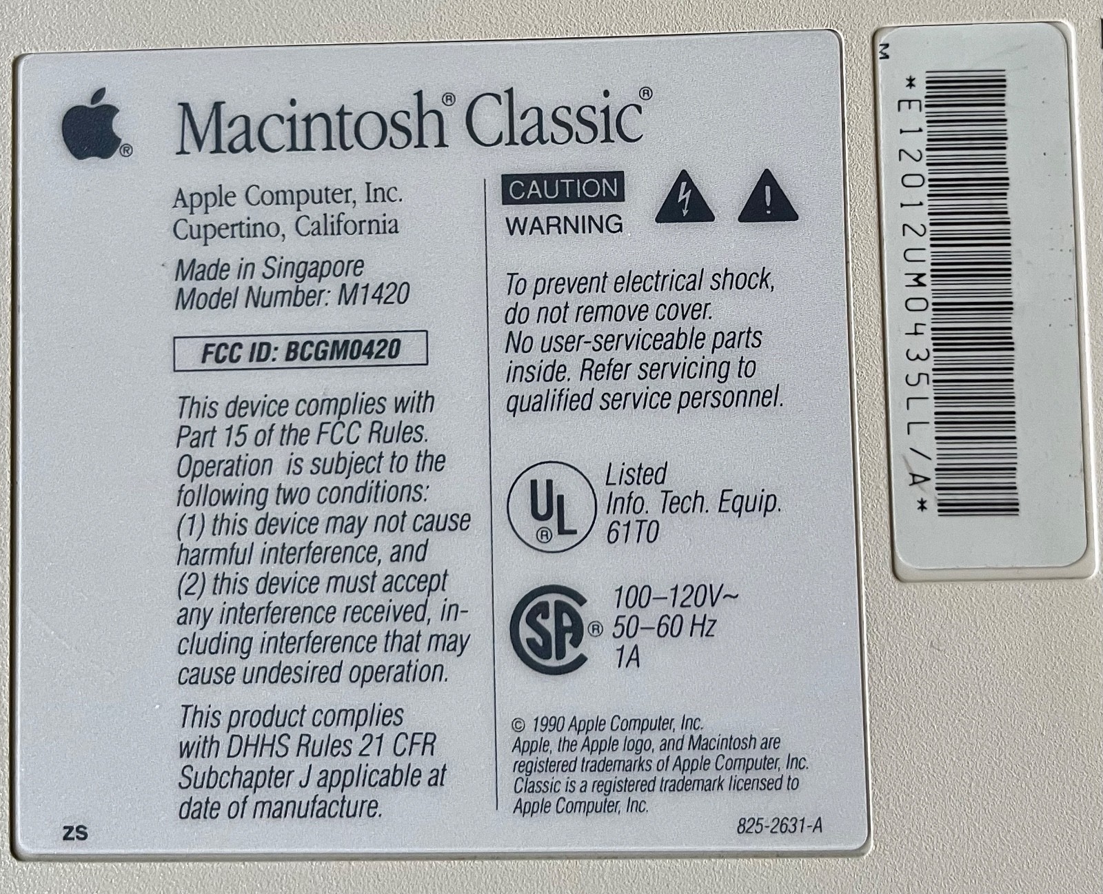 Apple Mac Macintosh Classic Computer - Works!