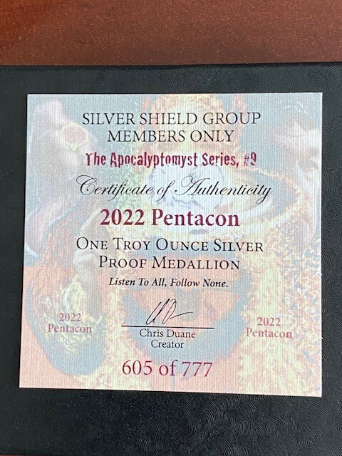 2022 1OZ Pentacon Proof - Silver Shield "777 Minted" .999 Pure - Collector Round
