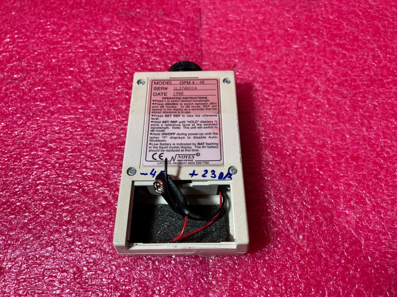 Noyes OPM4-4B Optical Power Meter For Parts