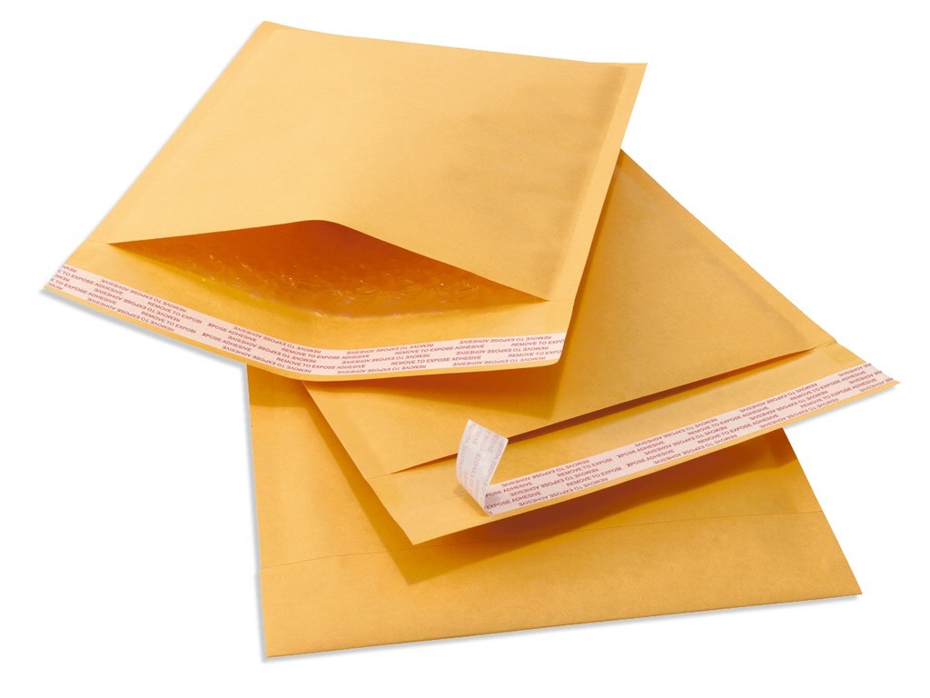 100.  #00 Kraft bubble mailer 5"x10"