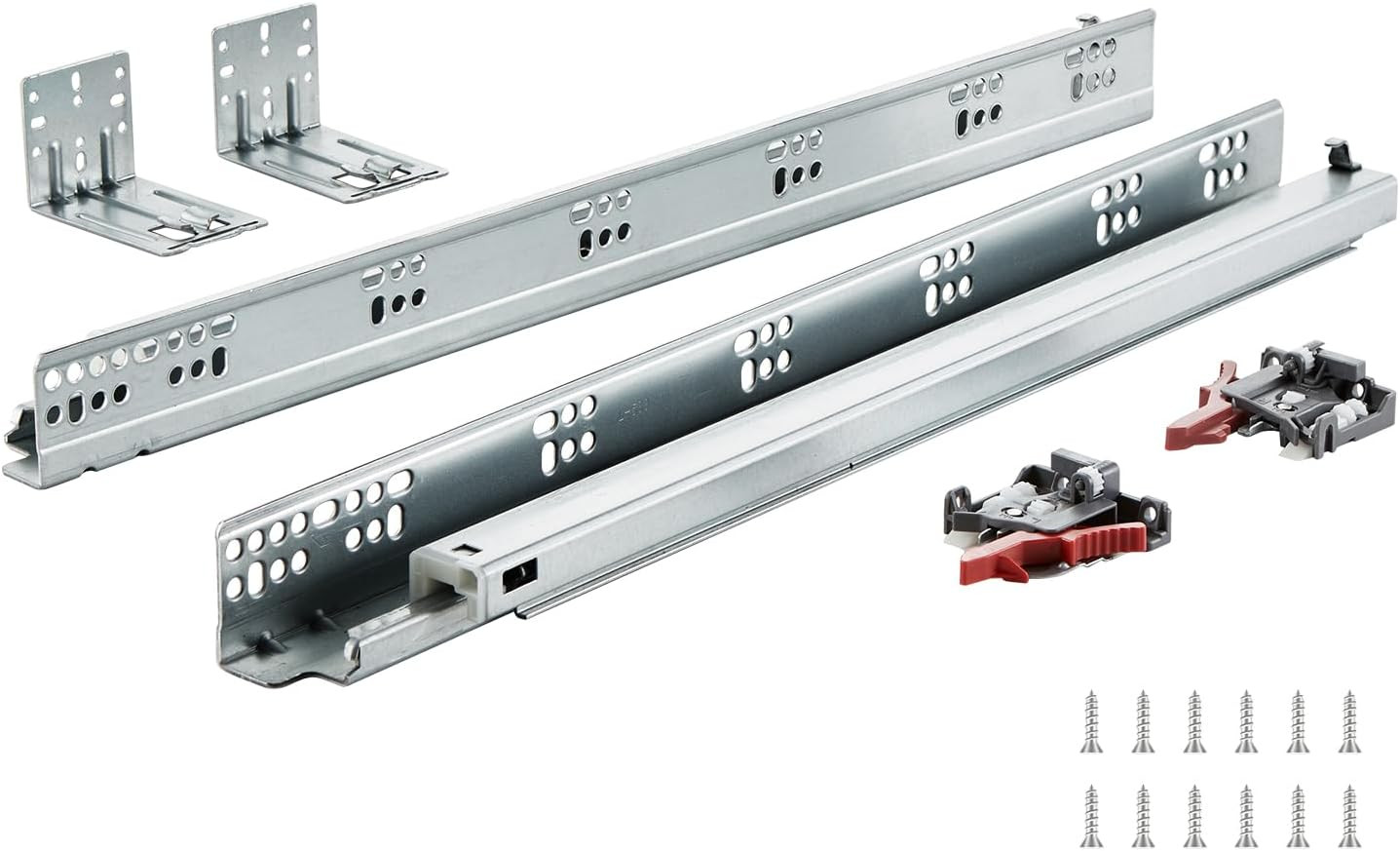 Heavy Duty 21" Bottom Mount Drawer Slides, Soft Close, 100 Lbs Capacity, 6 Pairs