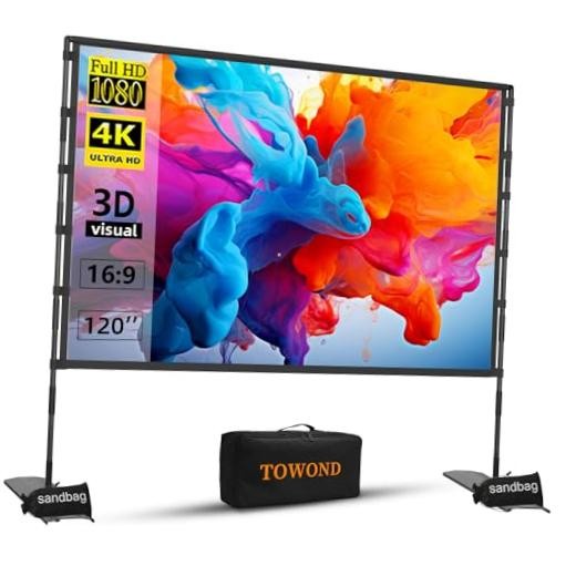 Projector Screen and Stand Outdoor Projector Screen Indoor, Portable 120 inch