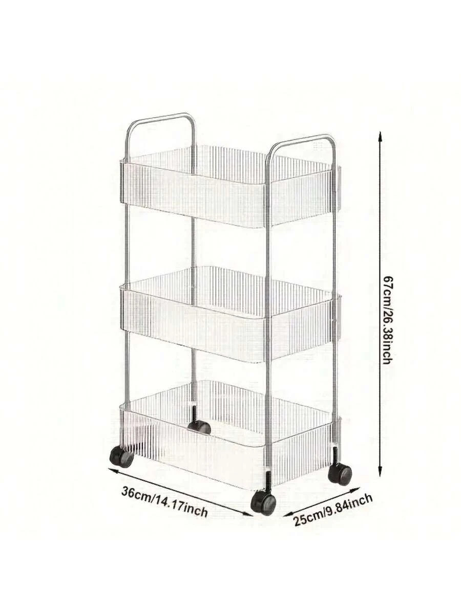 3 4-Tier Acrylic Multi-Use Rolling Cart Modern Clear Design Alloy Handle