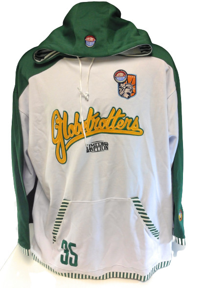 Mens Fubu Harlem Globetrotters White Green Gold Geese #35 Hoodie Sweatshirt