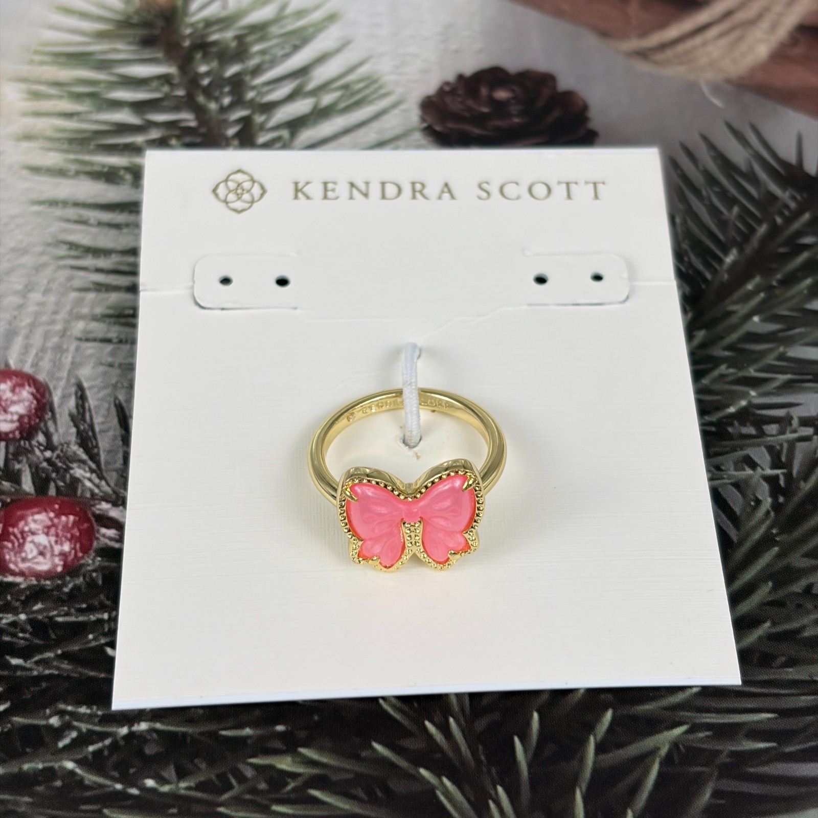 Kendra Scott Haley Bow Band Ring Gold Blush Ivory Mother Of Pearl
