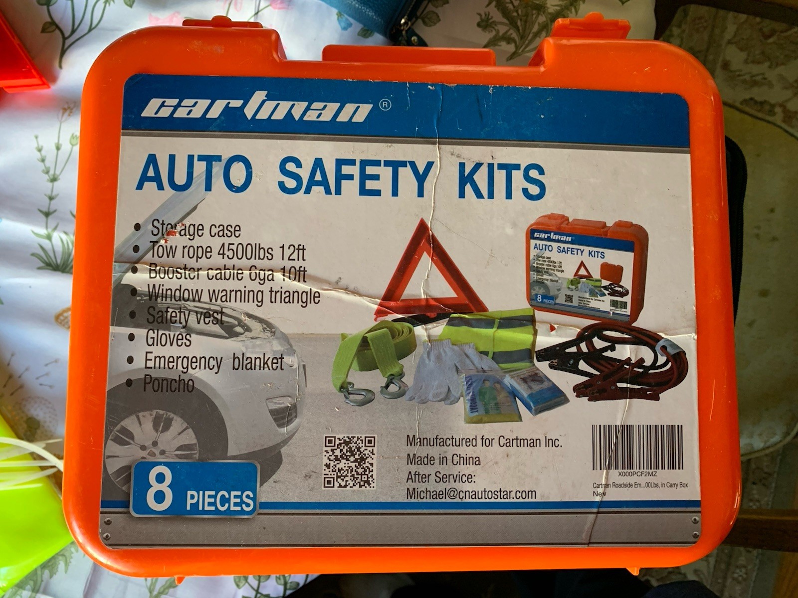 Auto Emergency Kit Set Roadside Car Tool Bag Vehicle Safety Kit Jumper 8 Piece