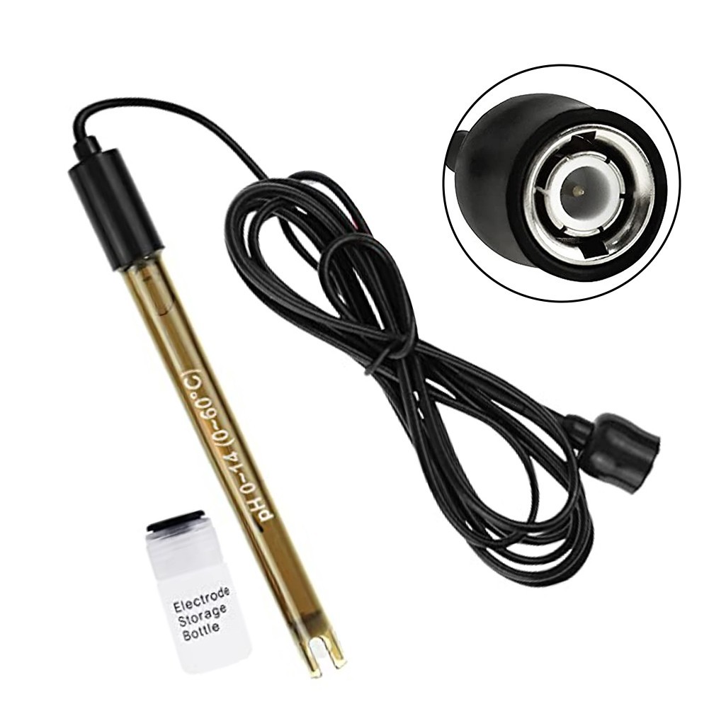 pH Sensor Replacement for PH Meters Featuring Glass Electrode and BNC Port